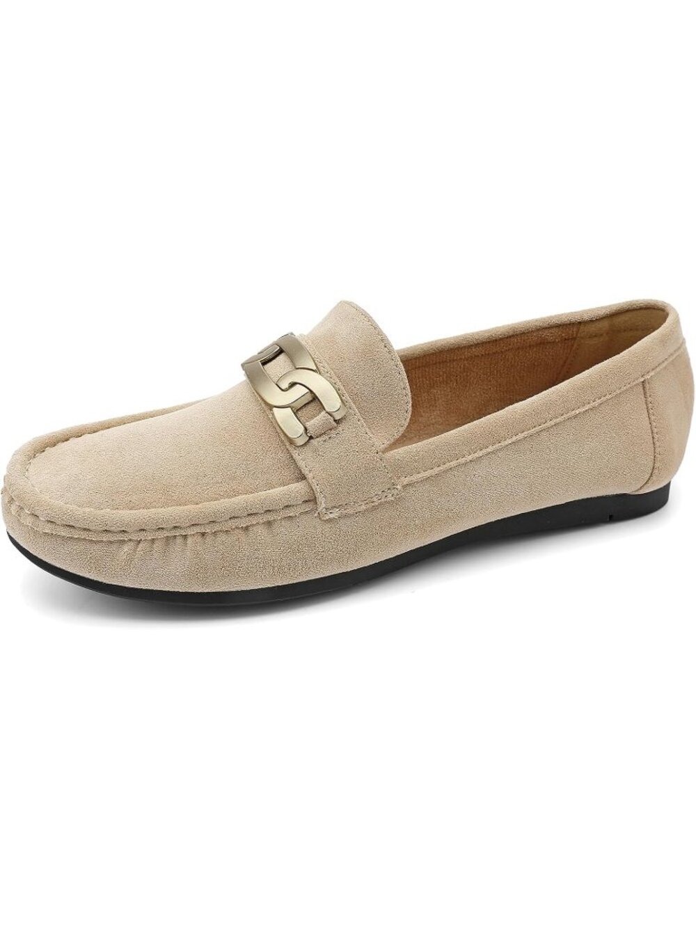 🆕Women's Light Khaki Faux Suede Comfortable Loafers Classic Business Casual